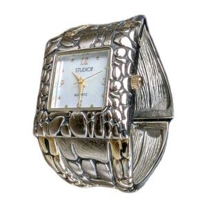 Studio Time Cuff Watch STD1011T Two Tone Quartz Analog Square Face New Battery